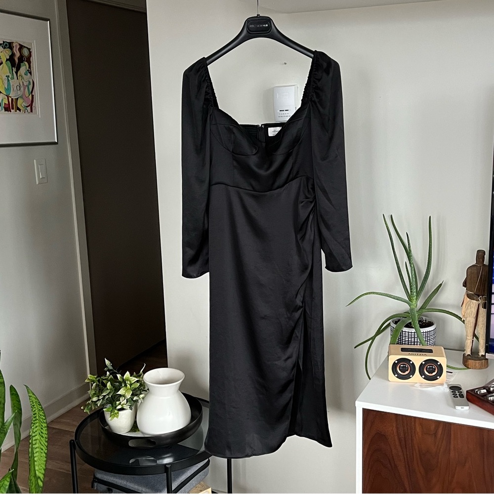 Aritzia Wilfred Mosquerod Satin Formal Wedding Guest Evening Dress New Sz 4 - Picture 6 of 7